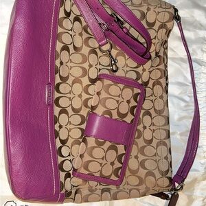 Coach Brown and Pink Shoulder Bag